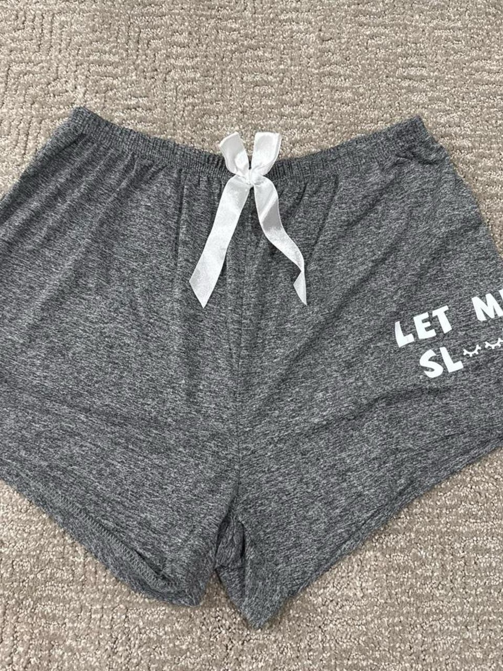 Women's Gray Lounge Sleep Shorts with Satin Bow